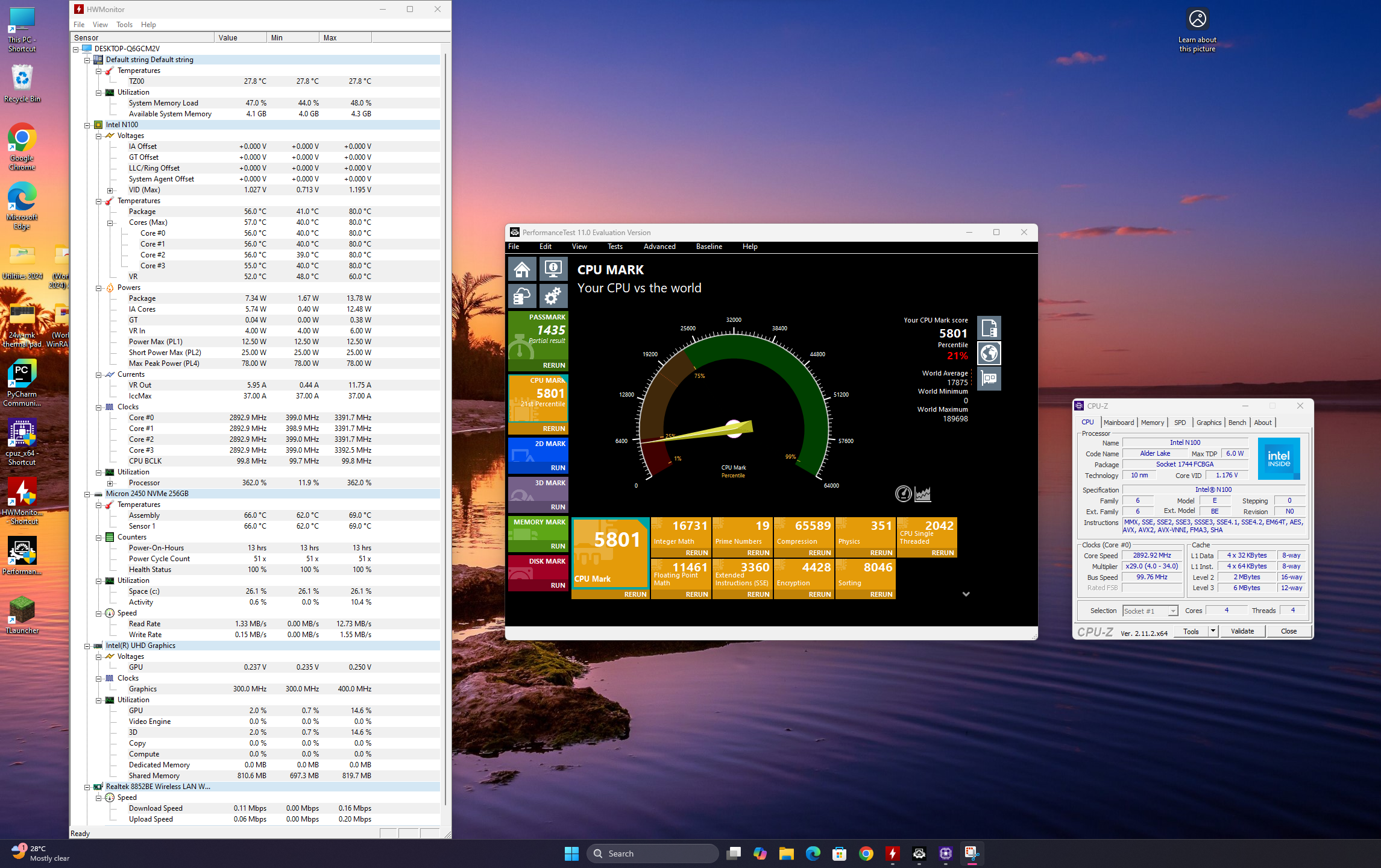 80C Thermal peaks during sustained passmark stress-testing with copper shim mod