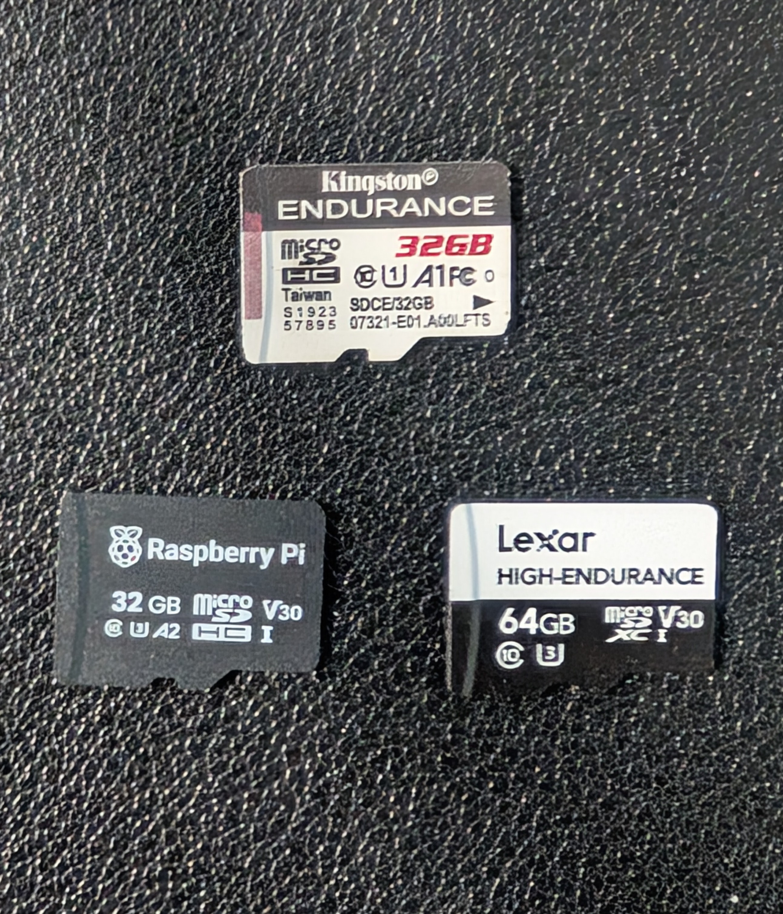 sd cards used in testing the raspberry pi os