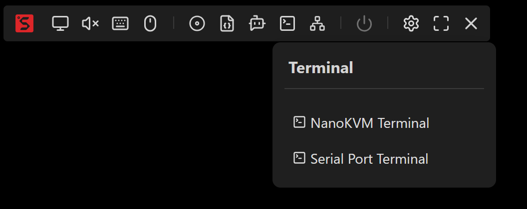 NanoKVM Pro web terminal window providing a root shell in the browser.