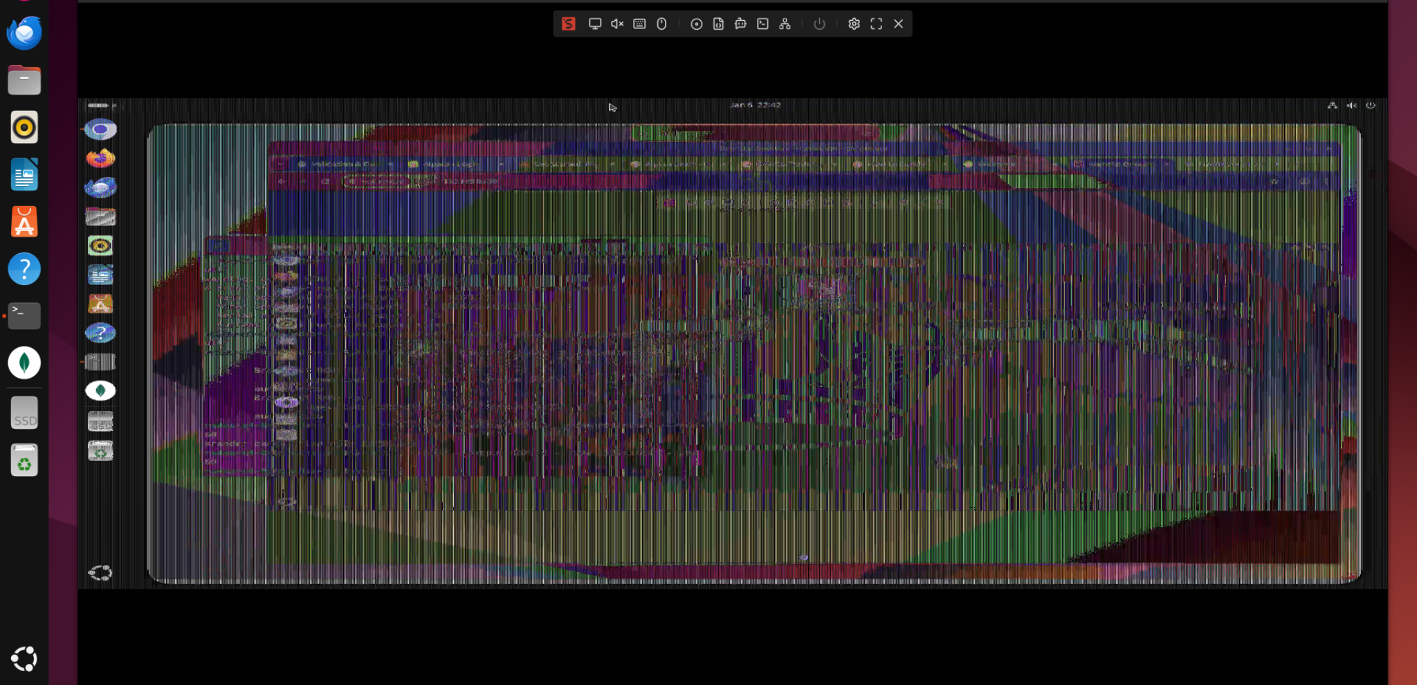 NanoKVM Pro Ubuntu HDMI capture artifacting before fix (wrong signal encoding)